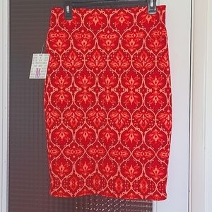 LuLaRoe, red/orange, Cassie Pencil Skirt. Size M. New with Tags.